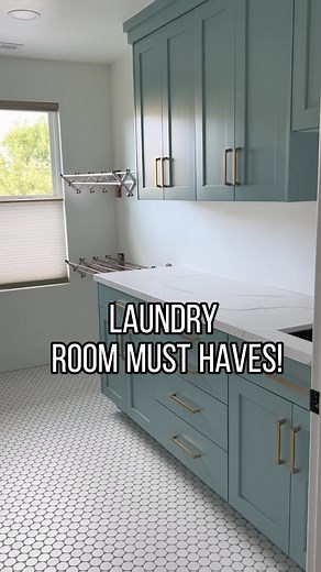 ▫️Kara | Big Willow Home on Instagram: "Laundry room must haves! After moving around a lot and designing multiple laundry rooms I feel like I got this one just right. So if you’re building or remodeling, here is my list: ▪️Sink for rinsing or soaking stains. And handwashing items. ▪️Cabinets for storage. I like my items hidden instead of display! ▪️Laundry racks for air drying clothes, a must for me! ▪️Double machines if you have the room/budget. Laundry is done twice as fast 🙌🏻.