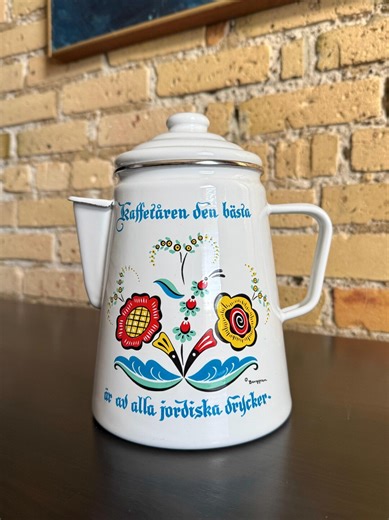 Vintage Berggren Enamelware Coffee Pot - Scandinavian Folk Kitchenware VGC - Etsy