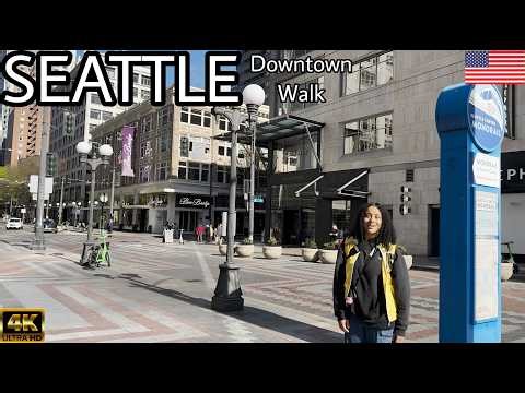 [4K]🇺🇸🌆 SEATTLE Silent Walk – Downtown Vibes & Real City Sounds | No Talking🎧‪@MrBeeTours‬