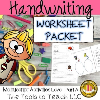 Handwriting Part A Manuscript K- 2nd Grade Unit Worksheet Packet Low Prep