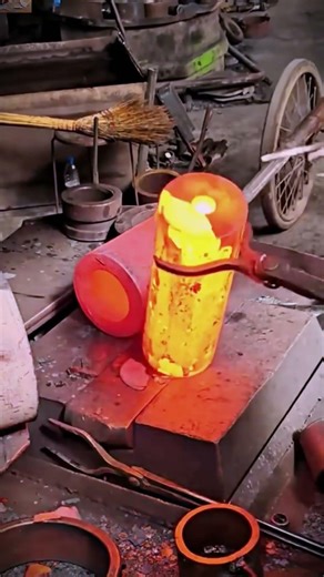 hot iron forging process with large and powerful hydraulic machines #shorts