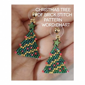 Beaded Christmas Tree Earrings Tutorial: Brick Stitch Pattern (PDF) - Etsy