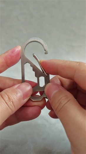 Brushed silver stainless steel EDC tool carabiner key chain #carosung #carabiner #edctool