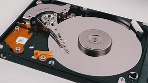Hard Disk Drive Inside. Structure of HDD, Spinning Platter. Move Magnetic Head