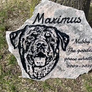 Engraved Portrait Pet Memorial Stone (natural Granite) - Etsy
