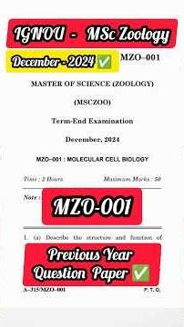 🔥MZO-001🔥PYQs👉December-2024 TEE✅#zoology #exam #ignou #short #msczoology #msc #viral #job #net #jrf