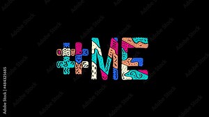 Hashtag #ME. Animated Cartoon text, Shake twitch effect. Transparent Alpha channel, 4K video. Colored funny doodle unique style. ME is abbreviation for the US American state Maine