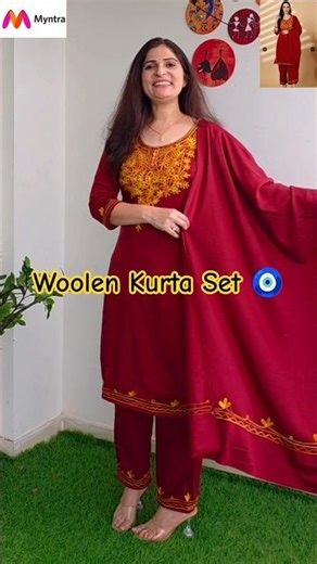 Latest Myntra Woolen Kurta Set ✨️❤️ #woolenkurtasrt #myntrahaul