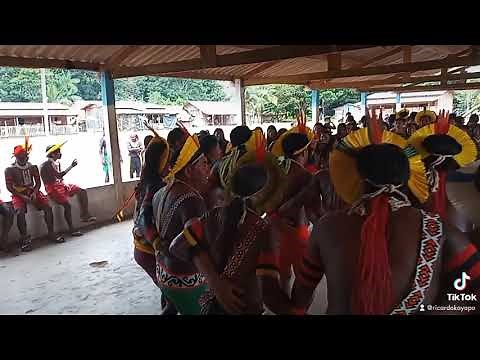 Dança tradicional indígena kaiapo, festa de mandioca
