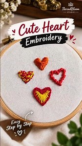 4 Cute Heart Embroidery Designs ❤️ Easy for Beginners! #handbroidery #stitchlover #stitch #needleart