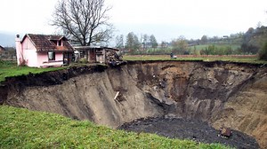 The 'abyss': Sinkhole leaves villagers in Bosnia in shock