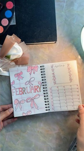 🎀 February Bullet Journal Setup | Bow-Themed Pages 🎀 #shorts #2026