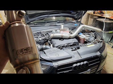 High Flow Catalytic and downpipe install B8/B8.5 Audi A4 plus crackle tune and Review