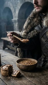 In Game of Thrones, the meals of the Night’s Watch are deliberately shown as repetitive and heavy not because of poverty alone, but to reflect discipline. The same food, eaten the same way, every day — it reinforces routine and strips away individuality. Eating becomes part of duty, not comfort, which makes even the simplest meal feel earned. #fantasyfood #gameofthrones #nightswatch #medievaleating #cinematicfood | Engla Beorhtast