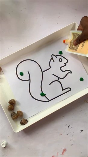 Here’s a fun way to use all those acorns your kids collect in the fall—turn them into painting tools! Dip acorns in paint and roll or stamp them across a squirrel template to decorate its fluffy body. It’s a playful twist on process art and the finished squirrels are just too cute. This activity is easy to set up, gives kids a chance to explore textures and patterns, and makes the perfect addition to your lineup of fall nature crafts. Want more? Comment ACORN and I’ll send you this idea a list o