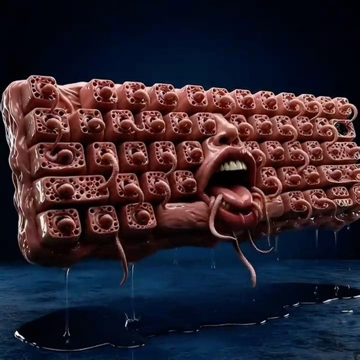 POV: The Keyboard that Eats Back... ⌨️👅 #AIHorror #weirdcore
