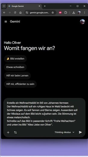 Gen AI - Künstliche Intelligenz - Gemini - Weihnachtskarte mit KI erstellen im Stil von Jon Vermeer