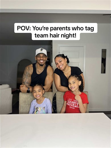 I don’t know who looks forward to hair nights more…us or the girls! 😂😂😂 #momanddad #hair #hairstyle #girlshair #couples