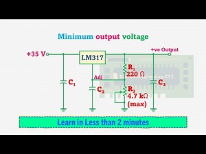 Minimum Output Voltage Calculations of LM317 three terminal adjustable positive voltage regulator
