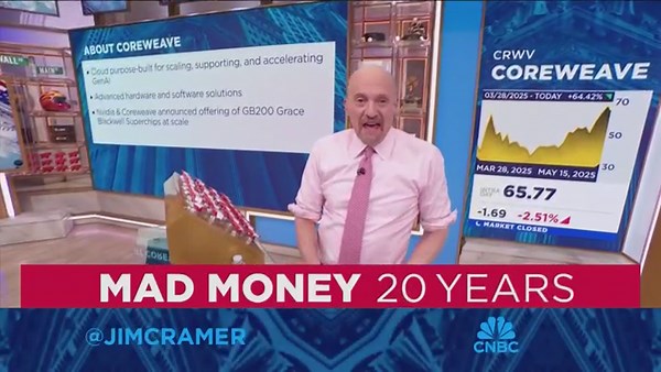 I was concerned about CoreWeave stock being too hot heading into the quarter, says Jim Cramer