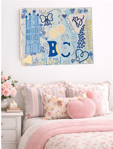 Personalized East Coast College Dorm Canvas | Custom School Color Wall Art | Preppy Dorm Decor | Freshman Move-in | Girly College Room Decor - Etsy