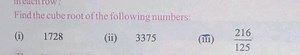 Find the cube root of the following numbers:(i) 1728(ii) 3375... | Filo