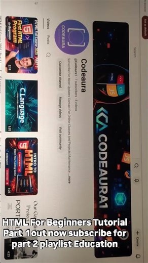 HTML Tutorial Part 1 Out Now