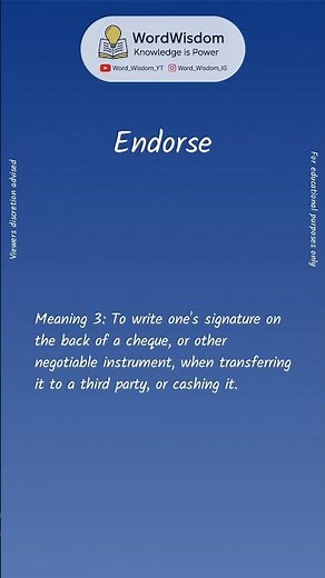 What does "Endorse" mean? | English vocabulary shorts | #endorse #wordwisdom