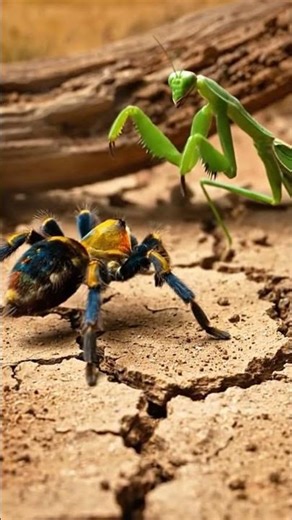 Deathmatch: Spider vs. Killer Mantis on the African Savannah!