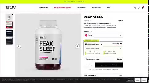 The $80M/yr brand, Bare Performance Nutrition’s Peak Sleep product page, is a textbook example of a brand that knows their audience but is leaving 30-40% conversion on the table by not answering the REAL buying objections.Let me break down what's working and what's broken.1. THE PRODUCT GALLERY:They've got product shot, supplement facts, how to use, key benefits all as slides.That's the right structure.But you know what’s missing?There’s no lifestyle context.No athlete in bed. No morning wake-up