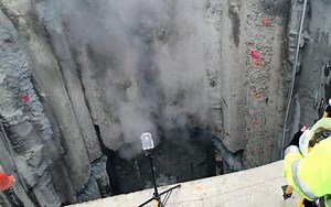 Bertha breakthrough: Seattle’s giant tunnel boring machine pushes through wall into rescue pit