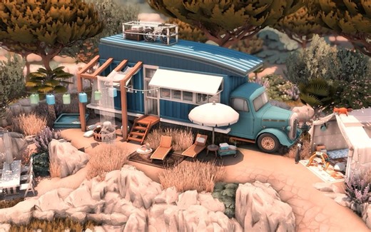 THE SIMS 4速建||搬运 家庭露营车Family Camper Van Life【No CC 】