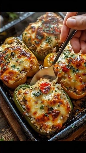 Vegetarian Stuffed Bell Peppers with Rice & Veggies