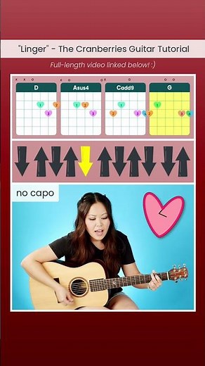 Linger 💔 The Cranberries EASY Guitar Lesson Beginner Tutorial 🎸 #shorts #guitar #chords #linger