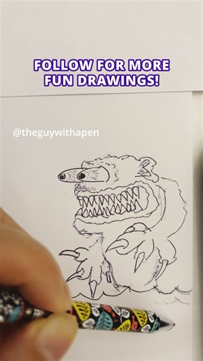 Lake monster #tutorial #cartoondrawing #art #sketch #doodle #fun