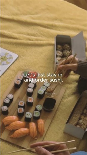 Ultimate stay-in plan: sushi, five-star comfort & cozy vibes at home #OnebedOriginal #StayInVibes