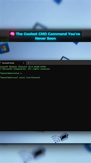 AmSmart Tech | Tips & Reviews | 💻 Hidden CMD Secret Type this in your CMD 👇 curl ascii.live/forrest Yes, it actually plays Forrest Gump — all in text 😮💻 CMD never stops... | Instagram