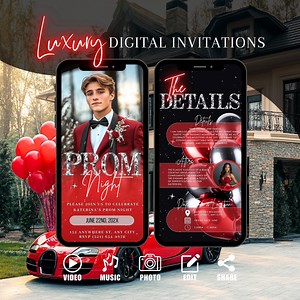 Digital Prom Night Invitation, Red Prom Send-off Invite, Animated Graduation Prom Party Evite, Editable Ecard, Stylish Digital Invitation - Etsy Australia