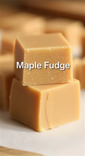 Indulge in the velvety, melt-in-your-mouth magic of authentic homemade Maple Fudge made with just two primary ingredients 🍁✨ 🛒 Ingredients : 2 cups (480 ml) Pure Maple Syrup (Grade A Dark or Amber recommended) 1 cup (240 ml) Heavy Cream (minimum 36% fat) 1/4 teaspoon Salt 1 tablespoon Unsalted Butter (for finishing) 👩‍🍳 Easy Steps : 🥣 Prep and Combine - In a heavy-bottomed 2-quart saucepan, stir together the pure maple syrup, heavy cream, and salt until well combined. 🍳 The Precision Boil 