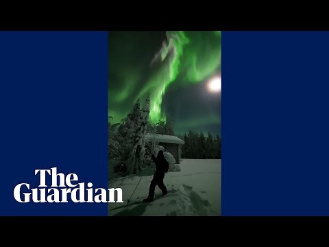 Spectacular northern lights display in Finland captures by skier