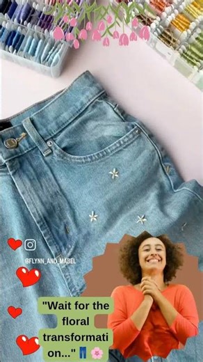 How to embroider flowers on jeans 🌸 #DIY