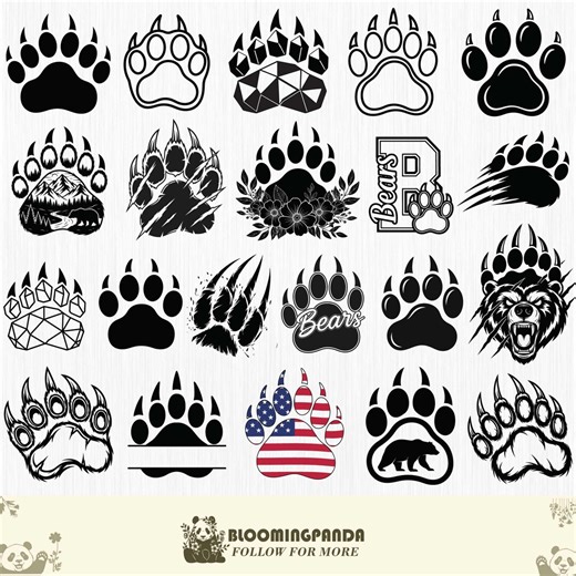 Bear Paw Svg, Bear Paw Vector, Bear Paw Silhouette, Bear Paw Png, Bear Foot Print, Bear Paws Svg - Etsy