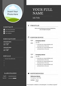 Editable Resume Template Canva CV Instant Download Modern Professional Layout - Etsy