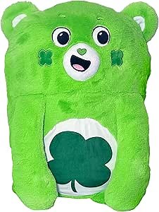 Happy Nappers: Care Bears Pillow Pocket Pal - Good Luck Bear - Plush Character Pillow Case, Animal Cover, Weighted Paws, Soft Huggable Companion, Kids