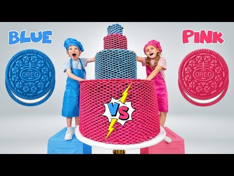 BLACK VS PINK FOOD CHALLENGE | Oreo Cake