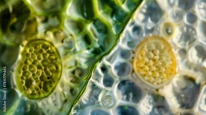 A comparison of two different types of stomata found in plants the typical kidneyshaped stomata and the less common porelike stomata. . AI generation.