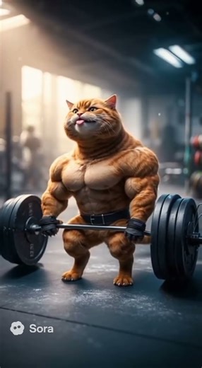Buff Cat Lifter! Sora AI Bodybuilder