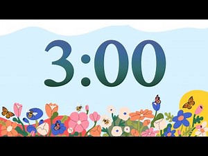 3 Minute Cute Spring Bees and Flowers Classroom Timer (No Music, Piano Alarm at End)