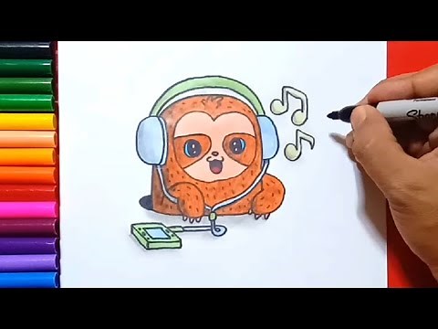 How to draw a cute sloth easy | Zed cute drawings