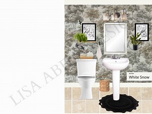 Old World Trees Inspired Powder Room - Design Board/sample Board   Shopping List - Pre-designed Interior Guide - White, Grey, Black, Brown - Etsy Canada